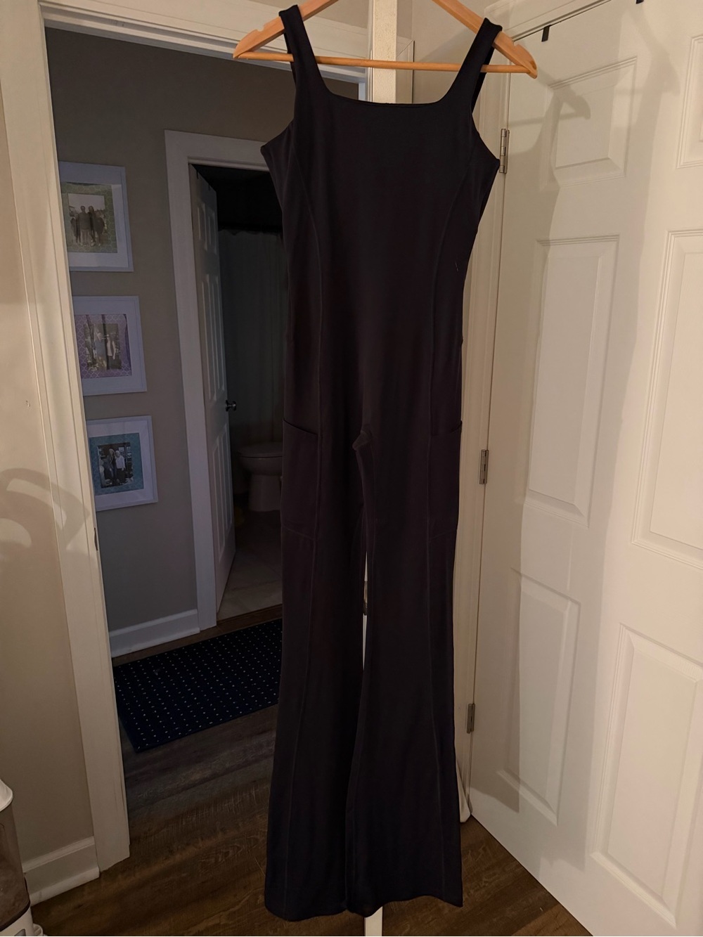 Black Flare-Leg Jumpsuit with Square Neck - Size Medium